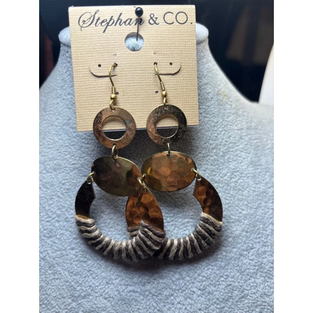 #55. Dangle Hannered Wrapped Earrings